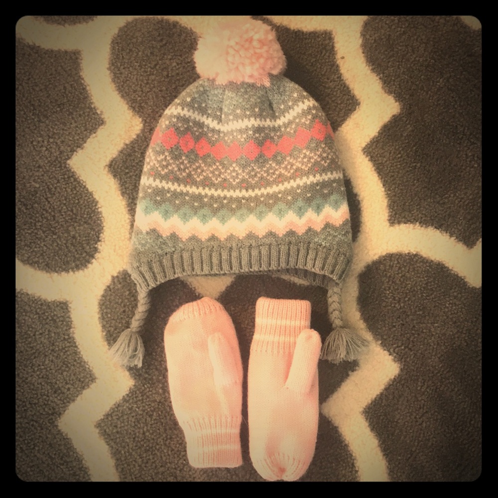 Winter Hat with Matching Mittens